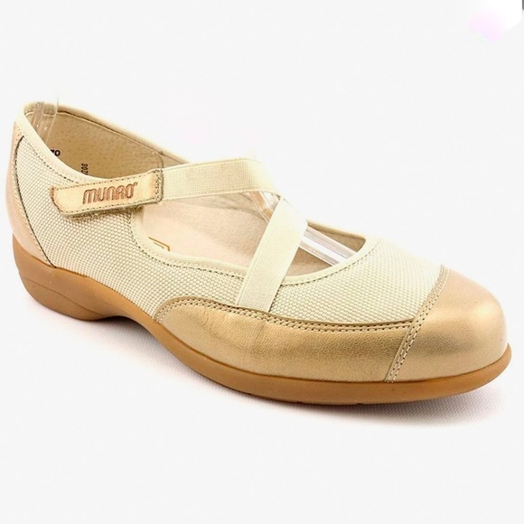 Munro Gold Angie Mary Janes Elastic Straps - Picture 1 of 13
